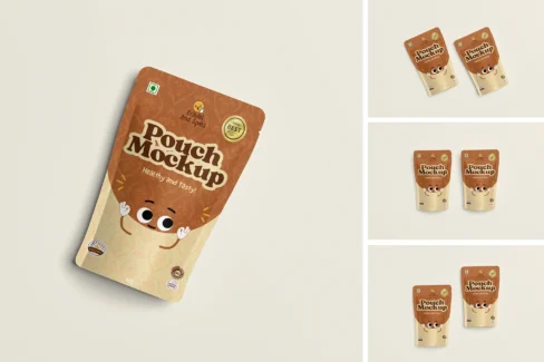 دانلود موکاپ لایه باز بسته‌بندی پاکت (Pouch Mockup)