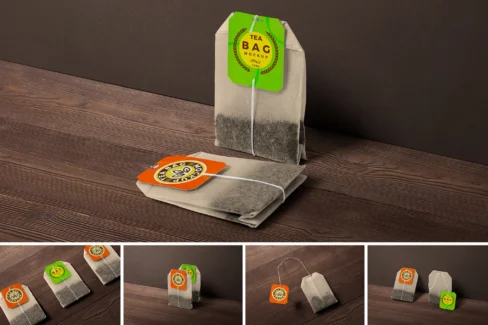 دانلود موکاپ لایه باز بسته چای تی بگ